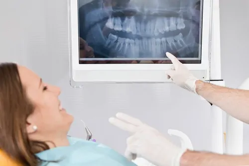 woman getting dental x-rays